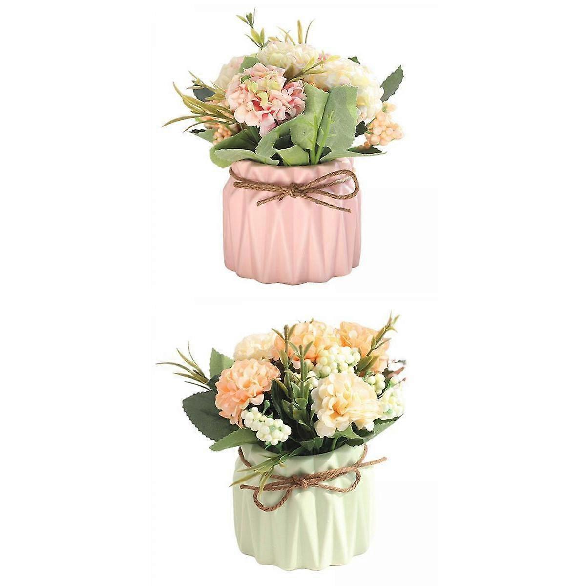 Ceramic Hydrangea Plant Pot with Flower Simulation