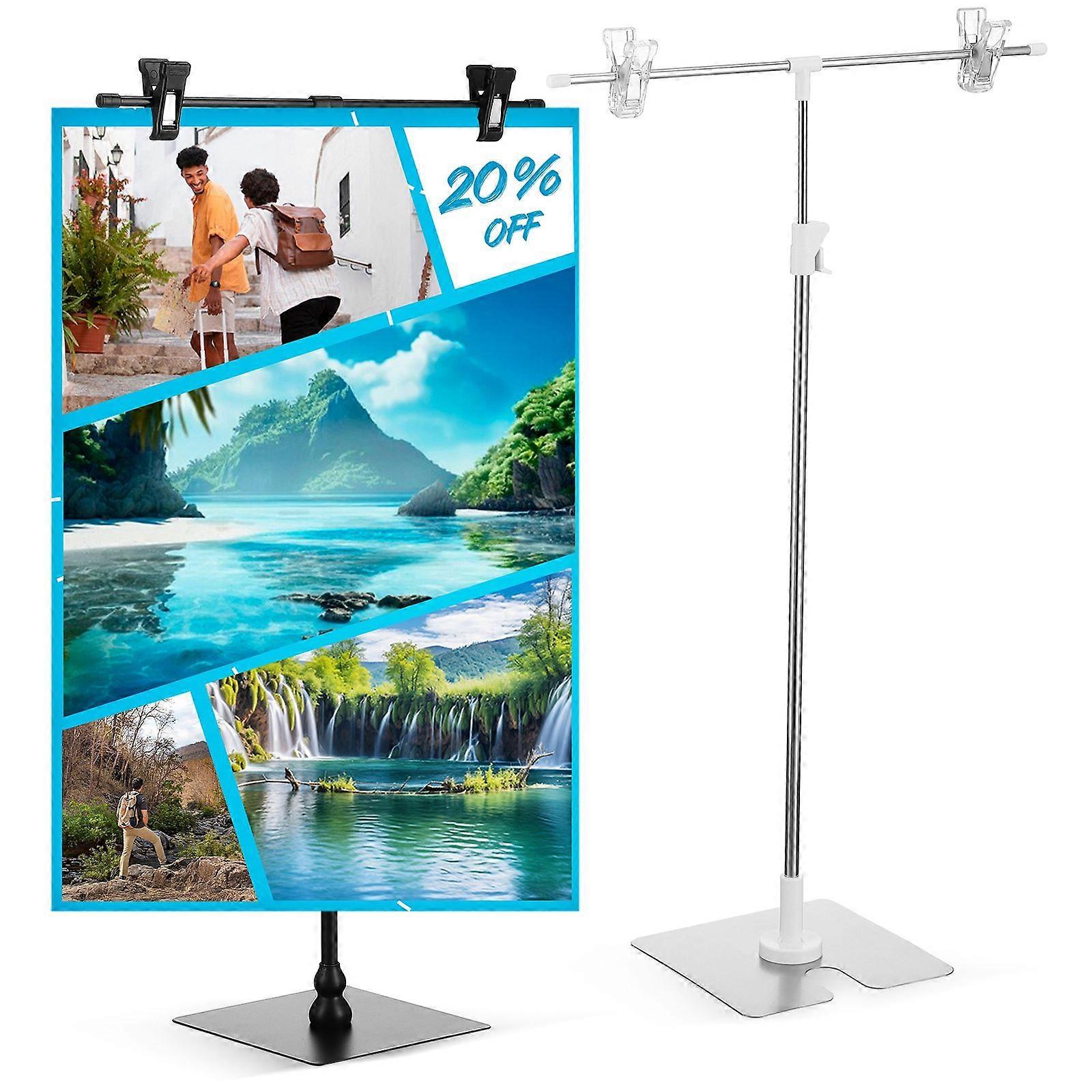 2 Pcs Banner Stands Poster Stand Retractable Banner Stand Standing Sign Holder Tabletop Menu Stands For Display