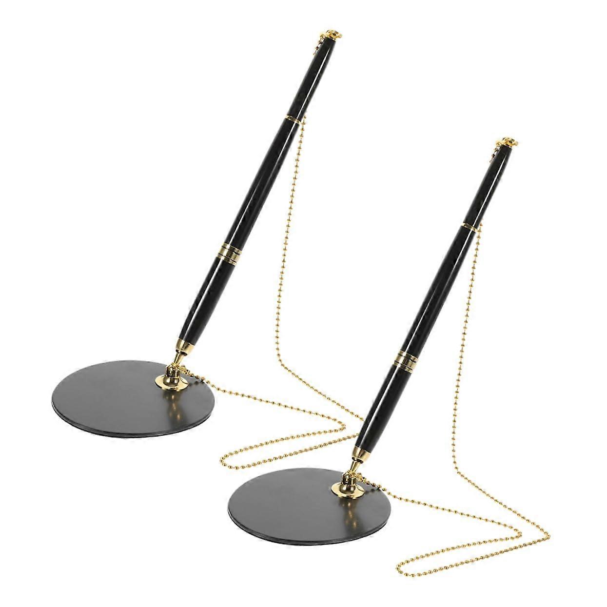 Desk Counter Signature Pens 2 Pack Stylus Pen Spring Clip Neutral Ink for Office Signing Notetaking