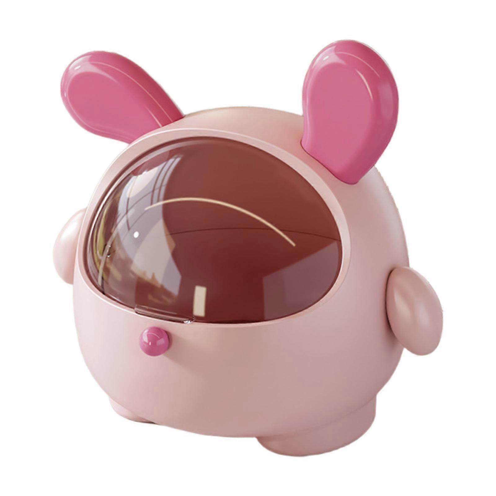 Cute Trash Can Garbage Bin Creative with Lid Wastebasket Desktop Storage Box for