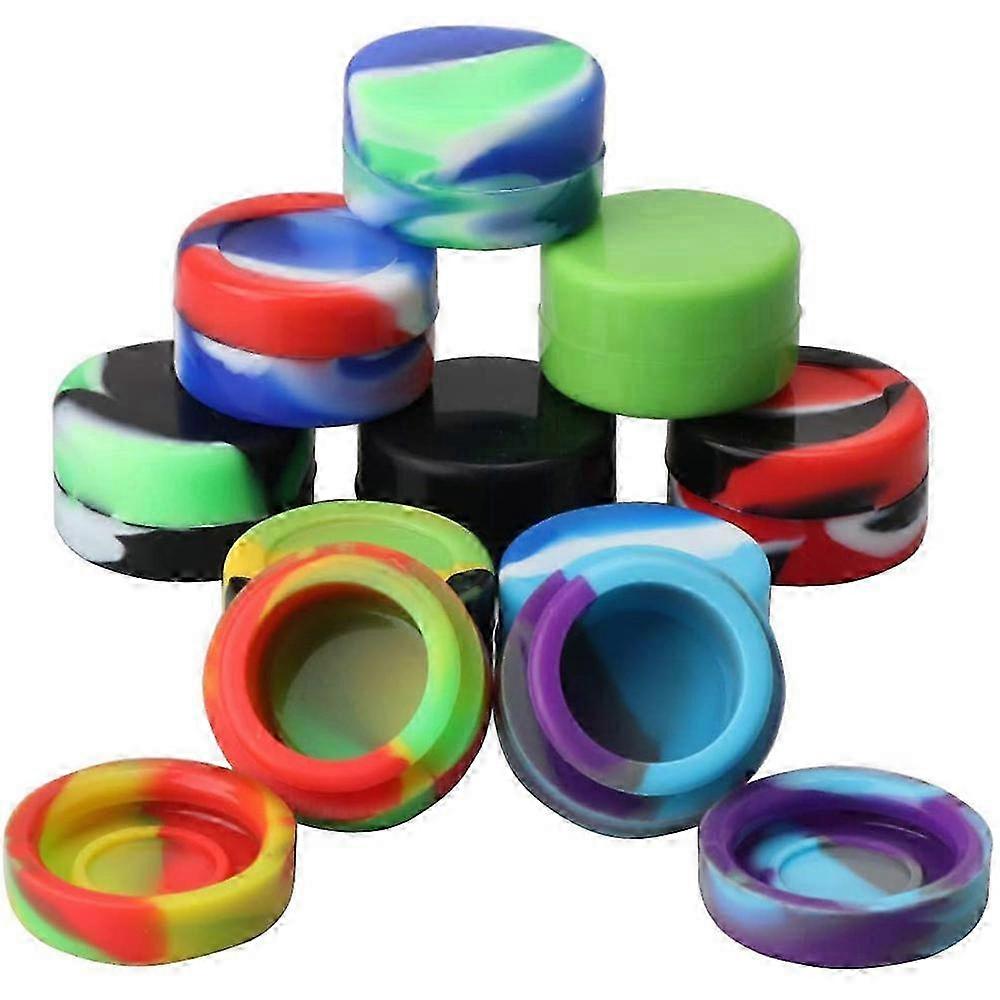 10 Pcs 5Ml Silicone Wax Containers Assorted Colors Multi Use Non Stick Wax Oil Storage Jars