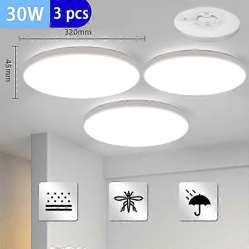 أدى ضوء السقف لوحة أضواء الحمام 30W الجدار الخفيفة الحديثة أدى ضوء المطبخ لغرفة نوم داخلي مصباح سقف رقيقة جدا