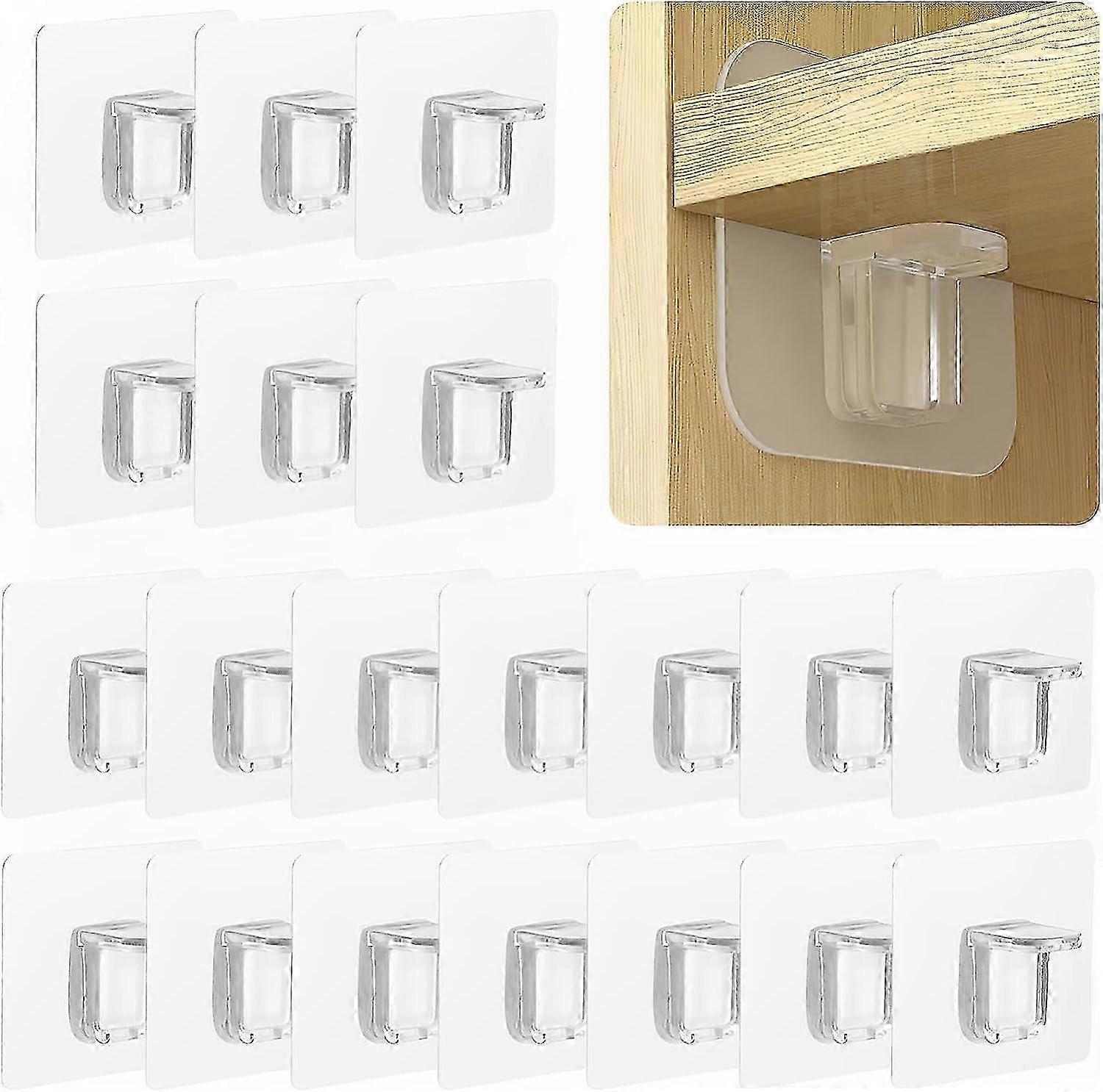 20 Pack No Punching Adhesive Wall Brackets - Fixed Triangle Support Boards for Shelves & Decor