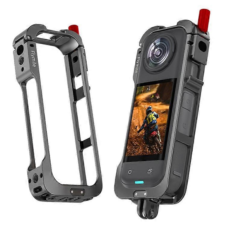 FLYMILE Compatible For Insta360 X5 Multifunctional Expansion Protection Cage Metal Frame with Cold Shoe Port