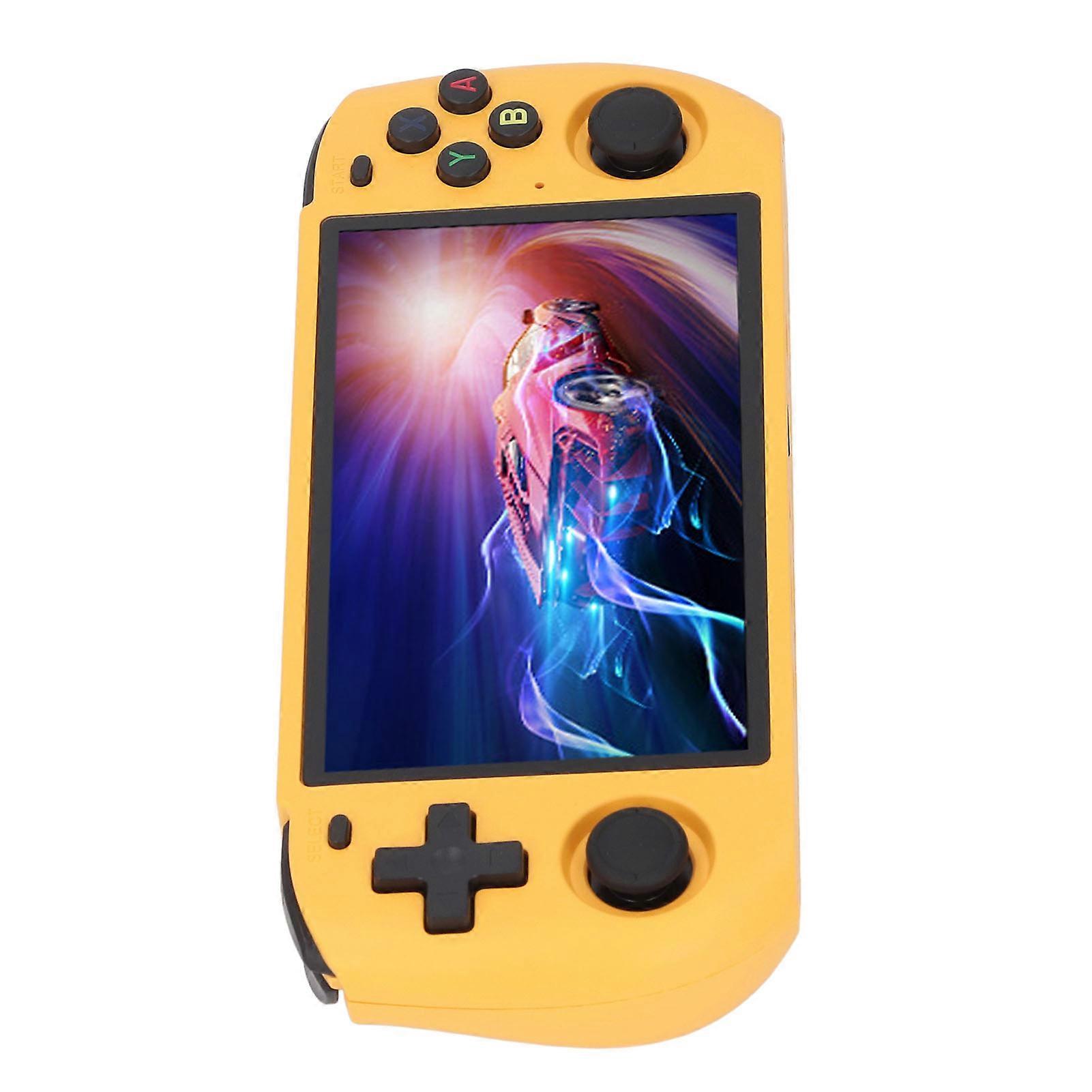 Handheld Game Console Retro Open Source Dual Rocker 5in for Kids Adults Gaming Yellow 16G+128G 