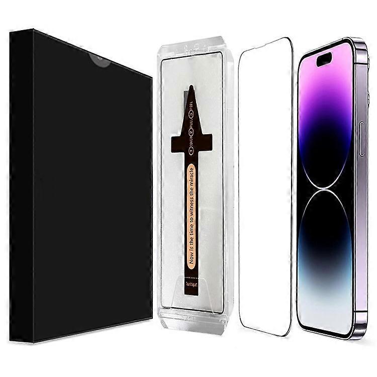 iPhone 14 Pro Max強化ガラスHDクリアスクリーンプロテクター、自動ダスト除去ツールに対応