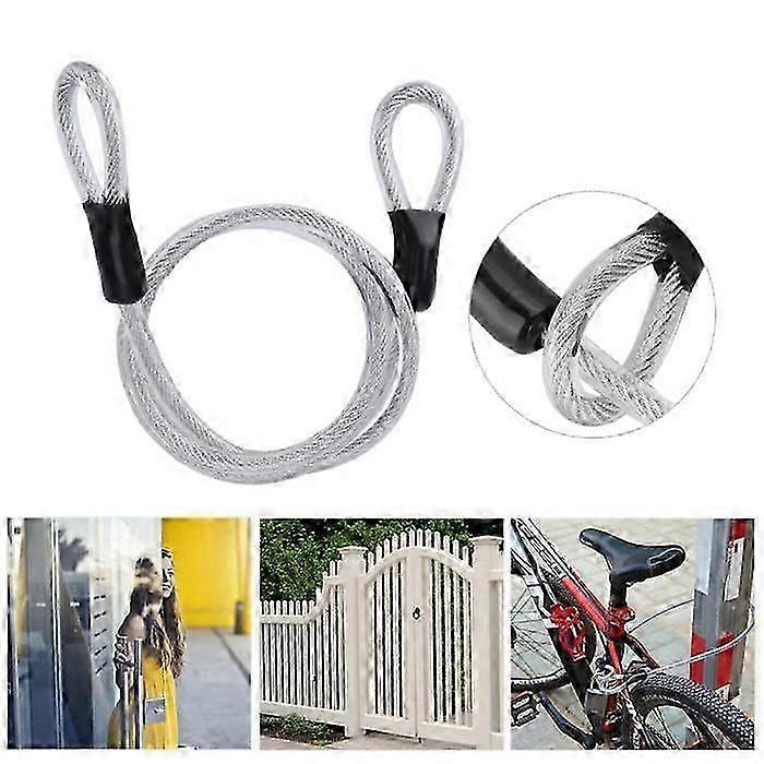 Silver 120cm Loop Cable Lock, Wire Rope Accessory for Glass Door Lock Suitable for Various Brands