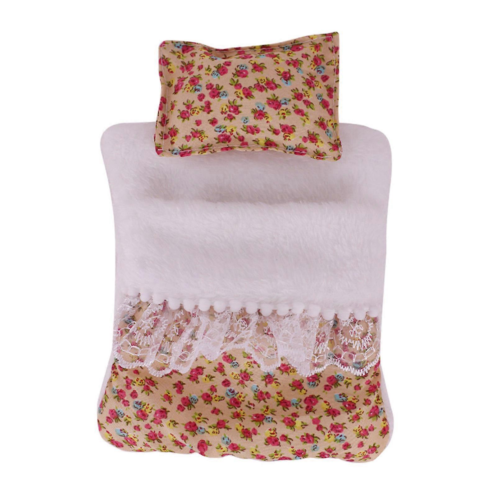 Popular Doll Bed With Flower Pattern Detachable Pillows And Sleeping Bag For Plush Dolls 17cm Plush Figure Doll Display Multicolor