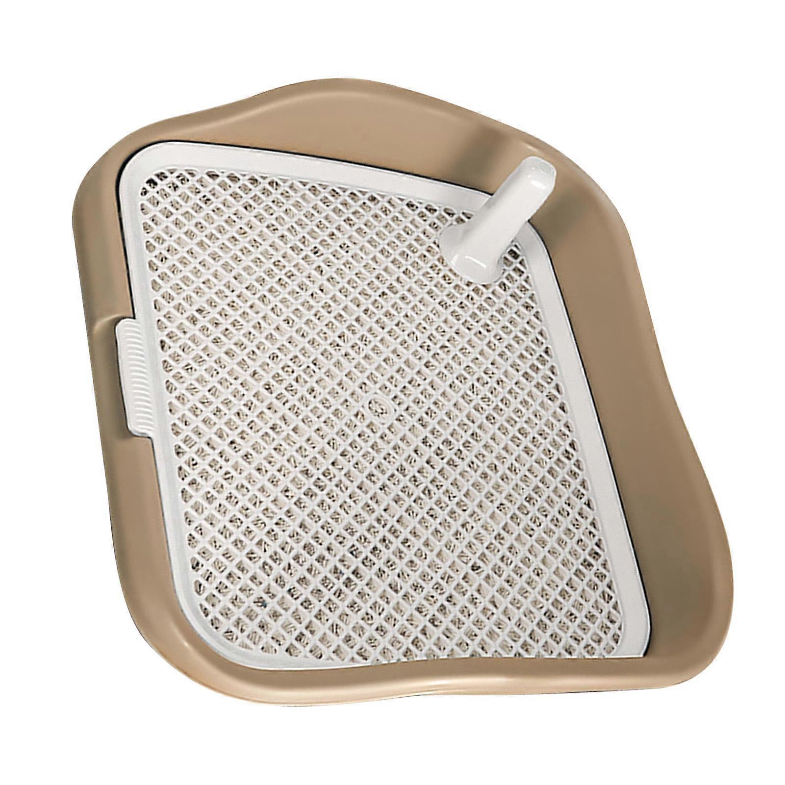 Dog Potty Tray with Raised Fences Removable Mesh Grid Pad and Post Prevent Splashing Large Space Dog Training Toilet Coffee 