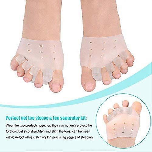 Foot Splint Ball of Cushion Hammer Toe Separator Gel Day and Night Time Kit 2 Pairs Bunion Corrector Toe Straightener