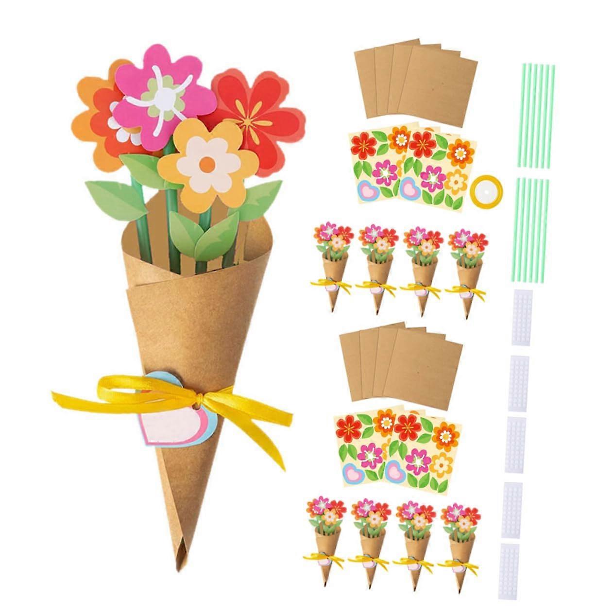1 Set Kids Flower Making Kit for Craft Set to Foster Creativity and Imagination Safe Paper Material Ideal for Teacher Appreciation and Spring Party