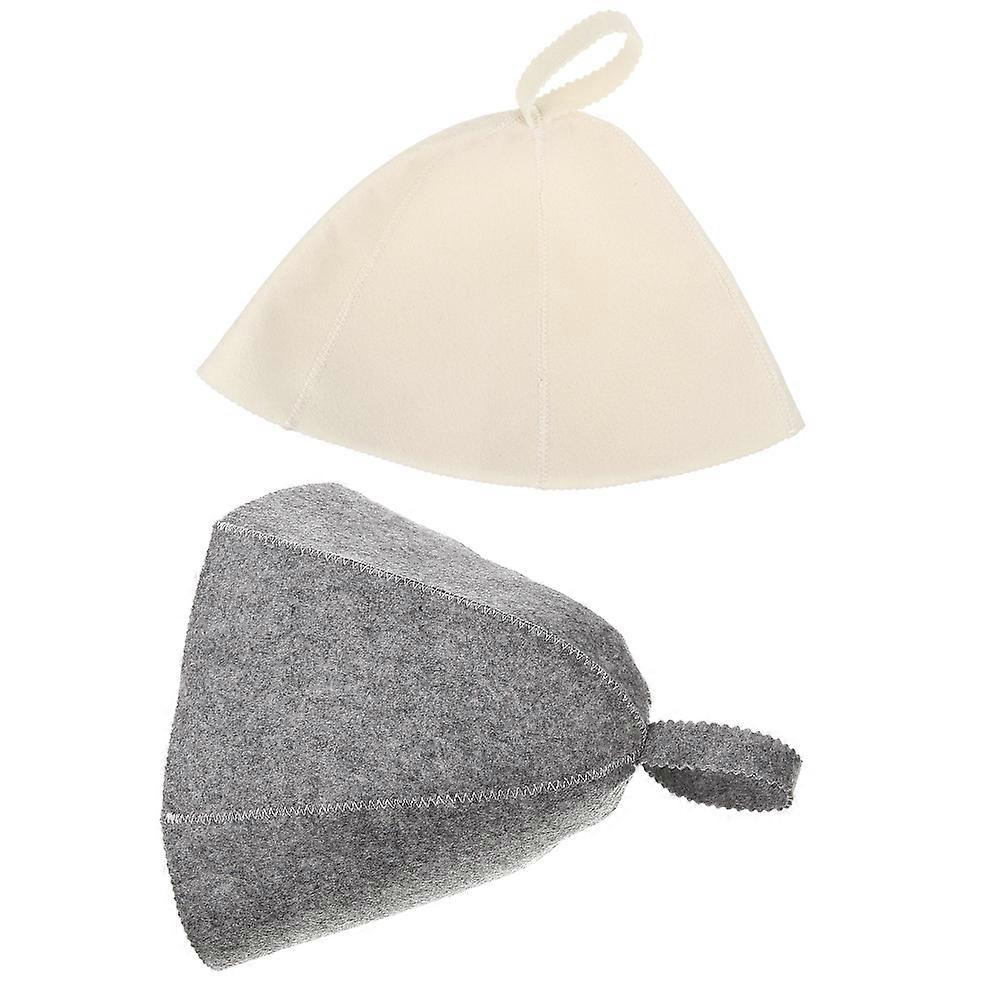 2pcs Thick Felt Sauna Bath Hat for Hair Protection – Comfortable Head Cover for Men and Women – Grey White