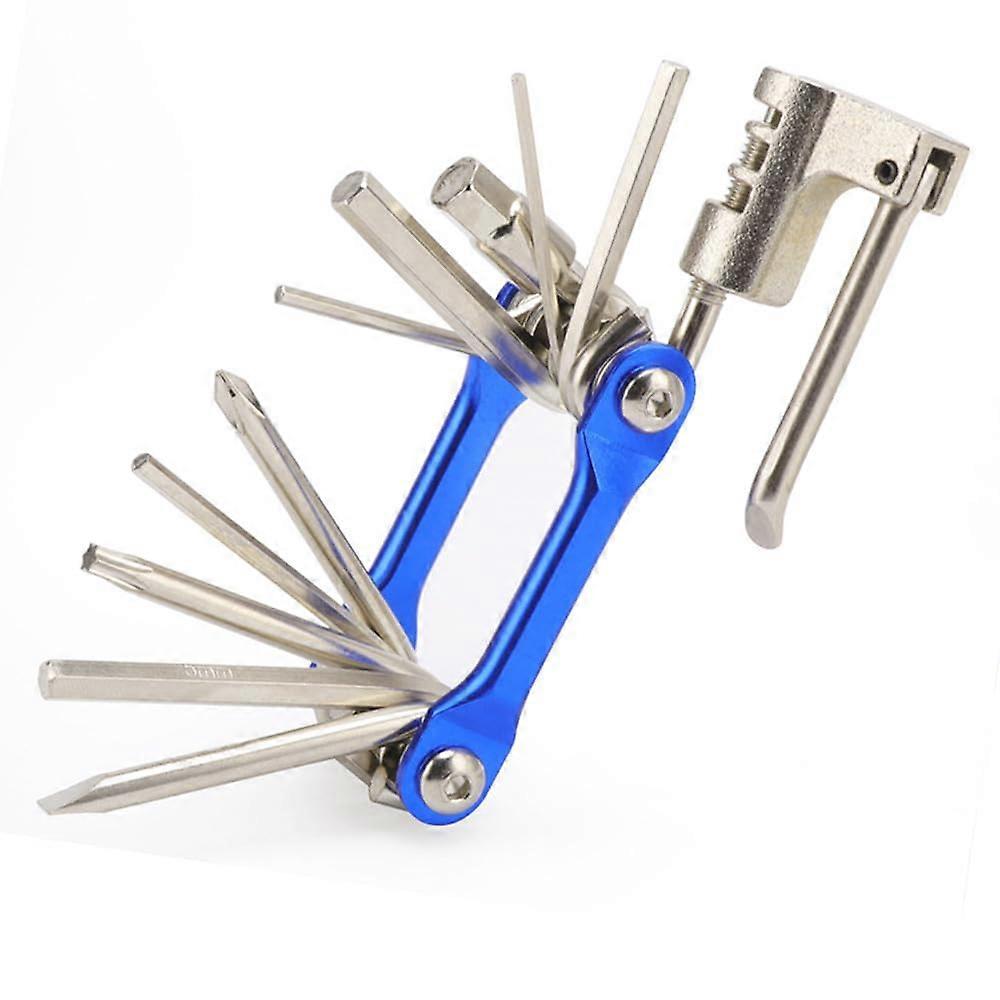 FULARR 11 in 1 MultiFunction Bicycle Repair Tool, Foldable, Mini Compact Stainless Steel Kit Blue