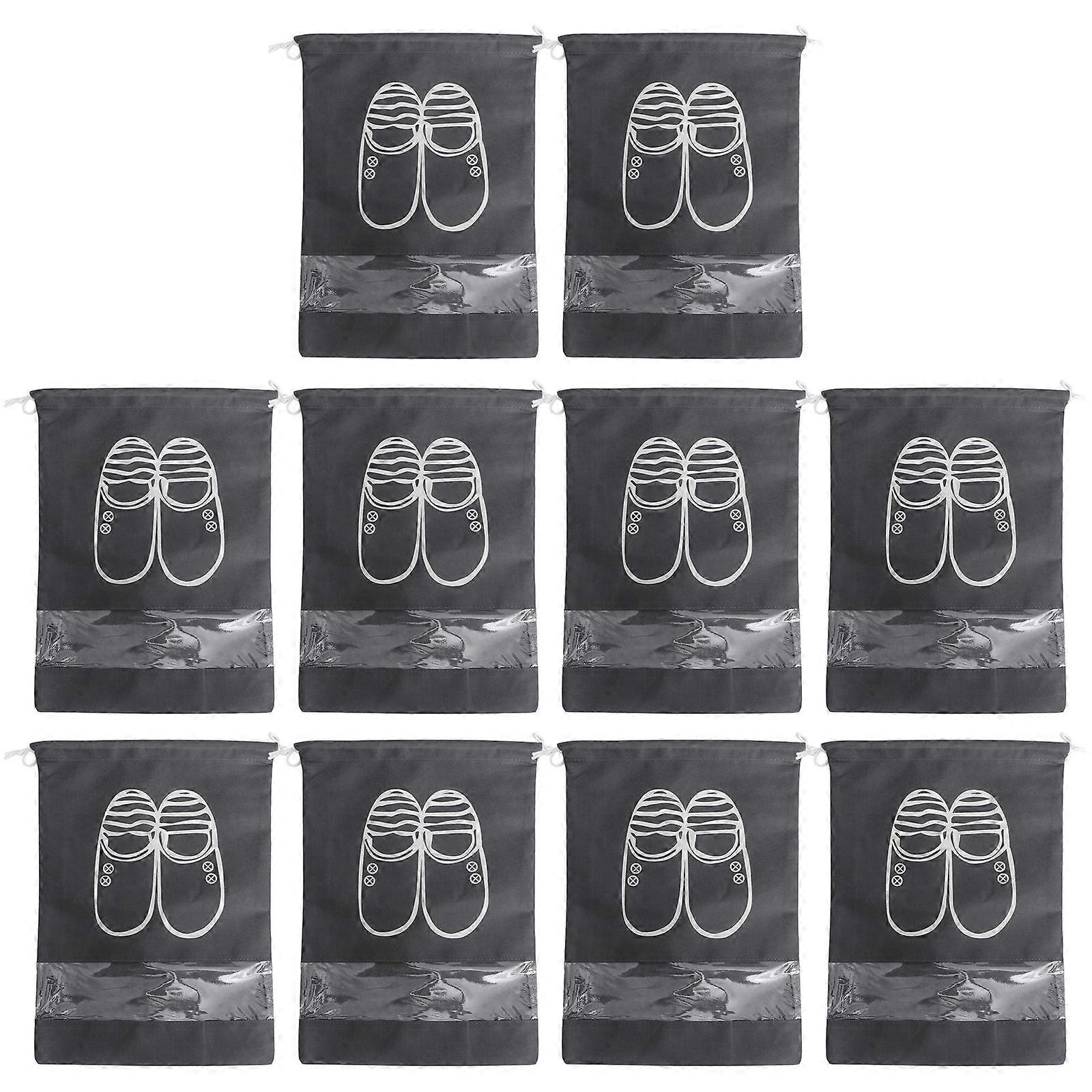 Shoe Packing Bags Shoe Storage Bag Large Capacity Travel Design Breathable Dust-Proof Dark Grey 43.5X32CM 10Pcs