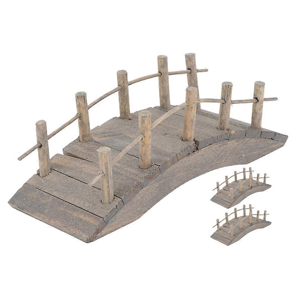 Mini Bridge Wooden Arch Dark Brown 10.50X4.00X4.00CM Diy For Fairy Garden Bonsai Plant Decor 3Pcs