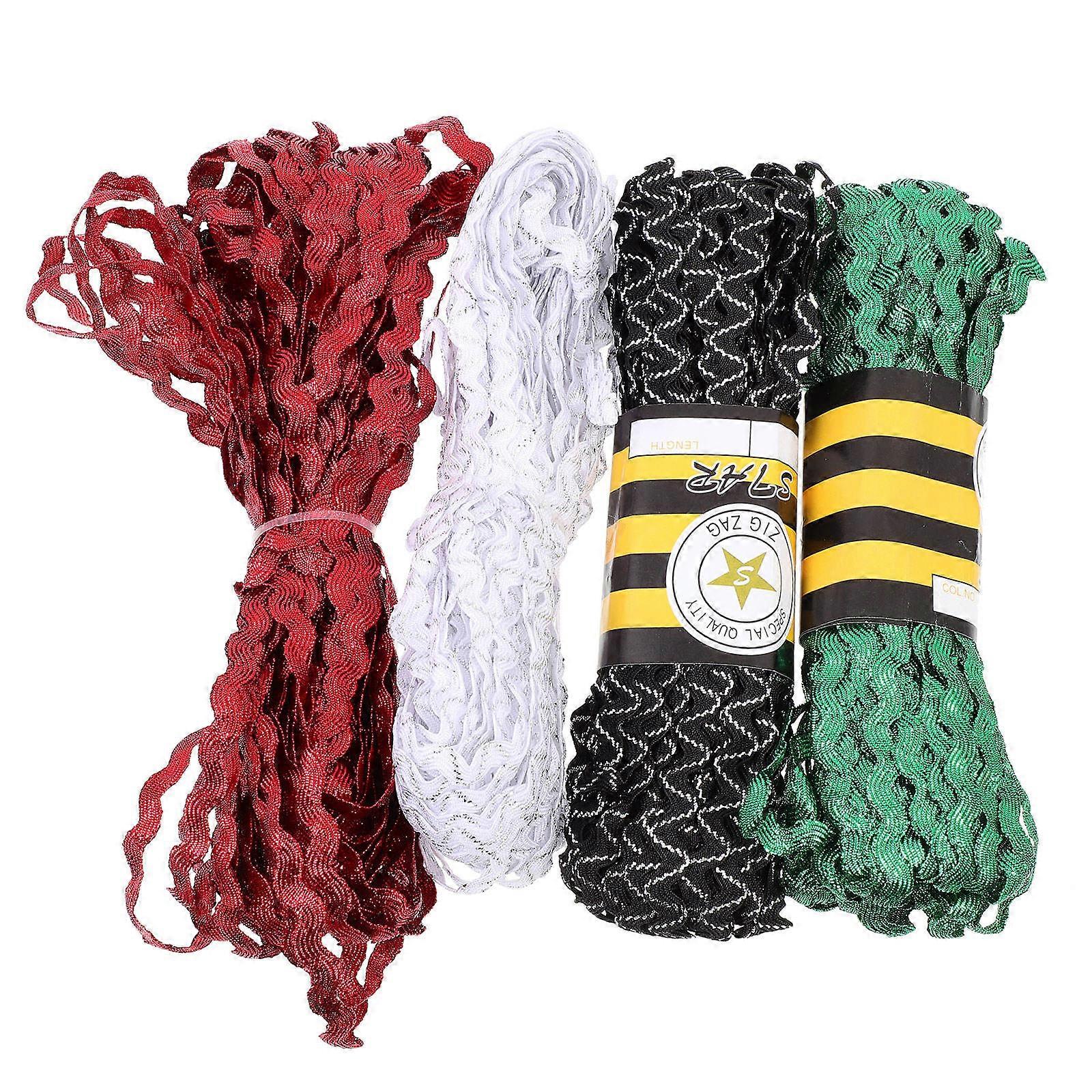 Flower Making Rickrack Ribbon Decorative Use Bright Color 4Pack