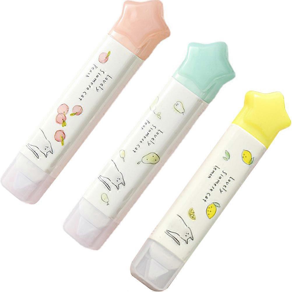 Pen Shape Correction Tape Small Correction Tape Portable Two-In-One Design PET Material 3Pcs