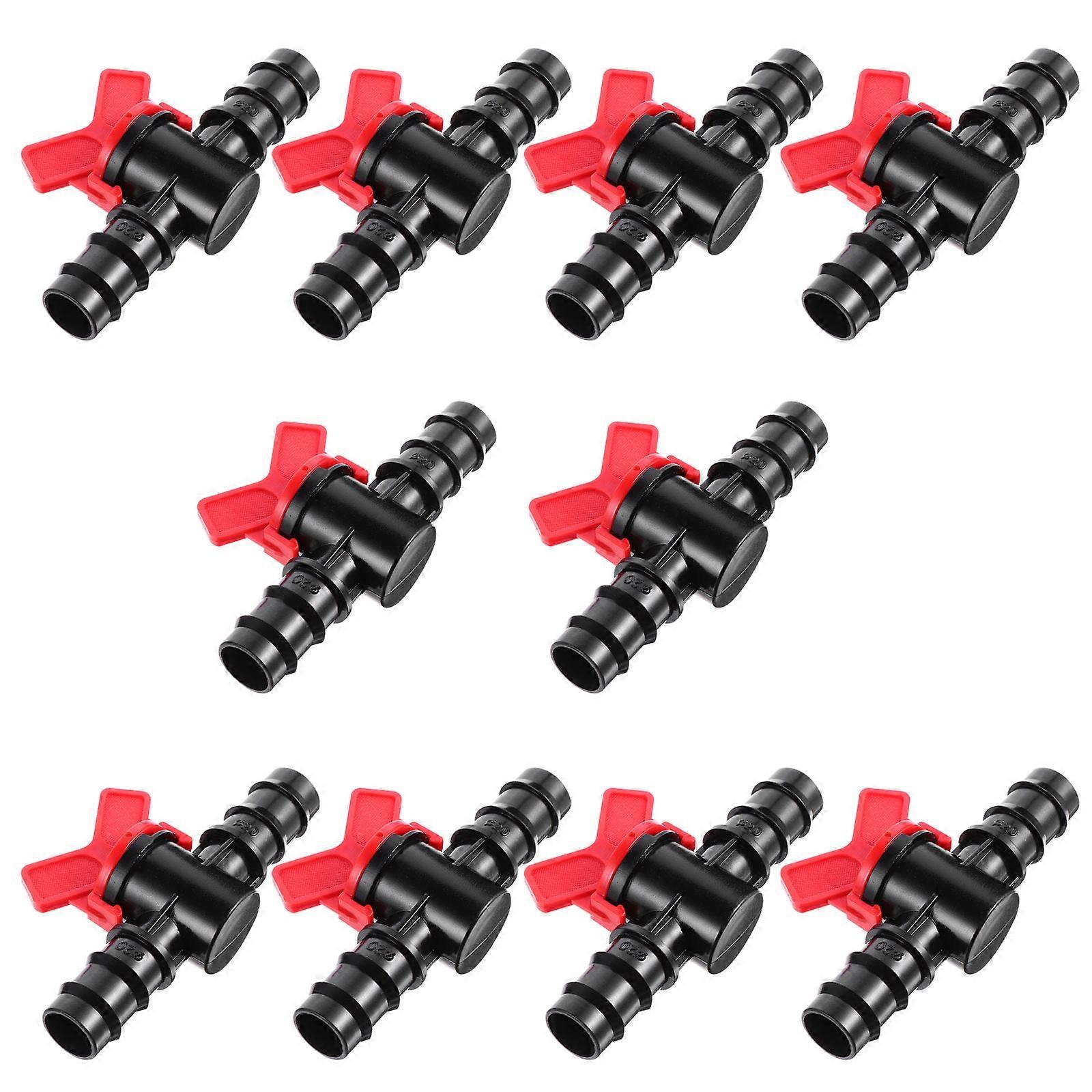 Garden Hose Connector Ball Valves Hose Barbed Tube Connectors Water Flow Control Red 10Pcs