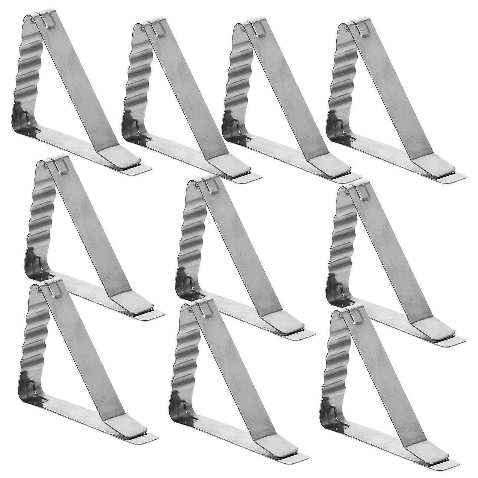 10Pcs Tablecloth Holders for Outdoors Silver Triangular Long Chuck Design