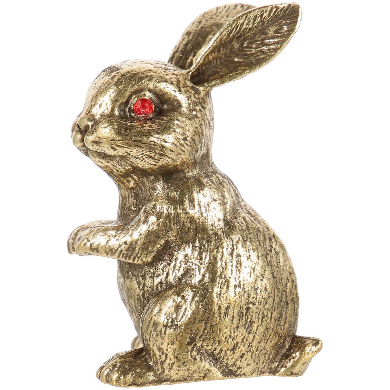 Rabbit Decor Brass Creative Desktop Decor with Elegant Tea Pet Gift Golden