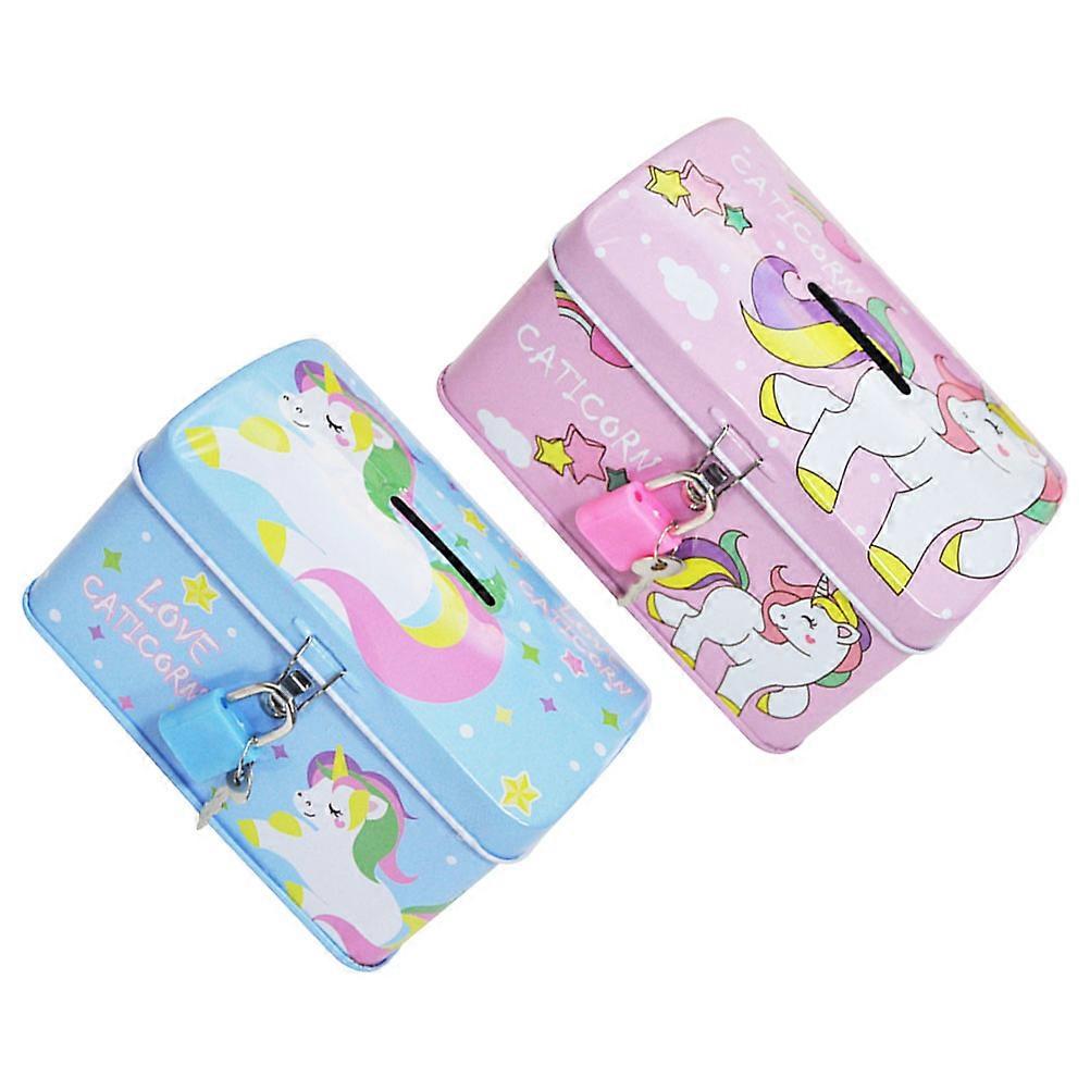 Unicorn Piggy Bank with Lock for Girls Money Saving Storage Decoration 13X8X7.7CM 2Pcs