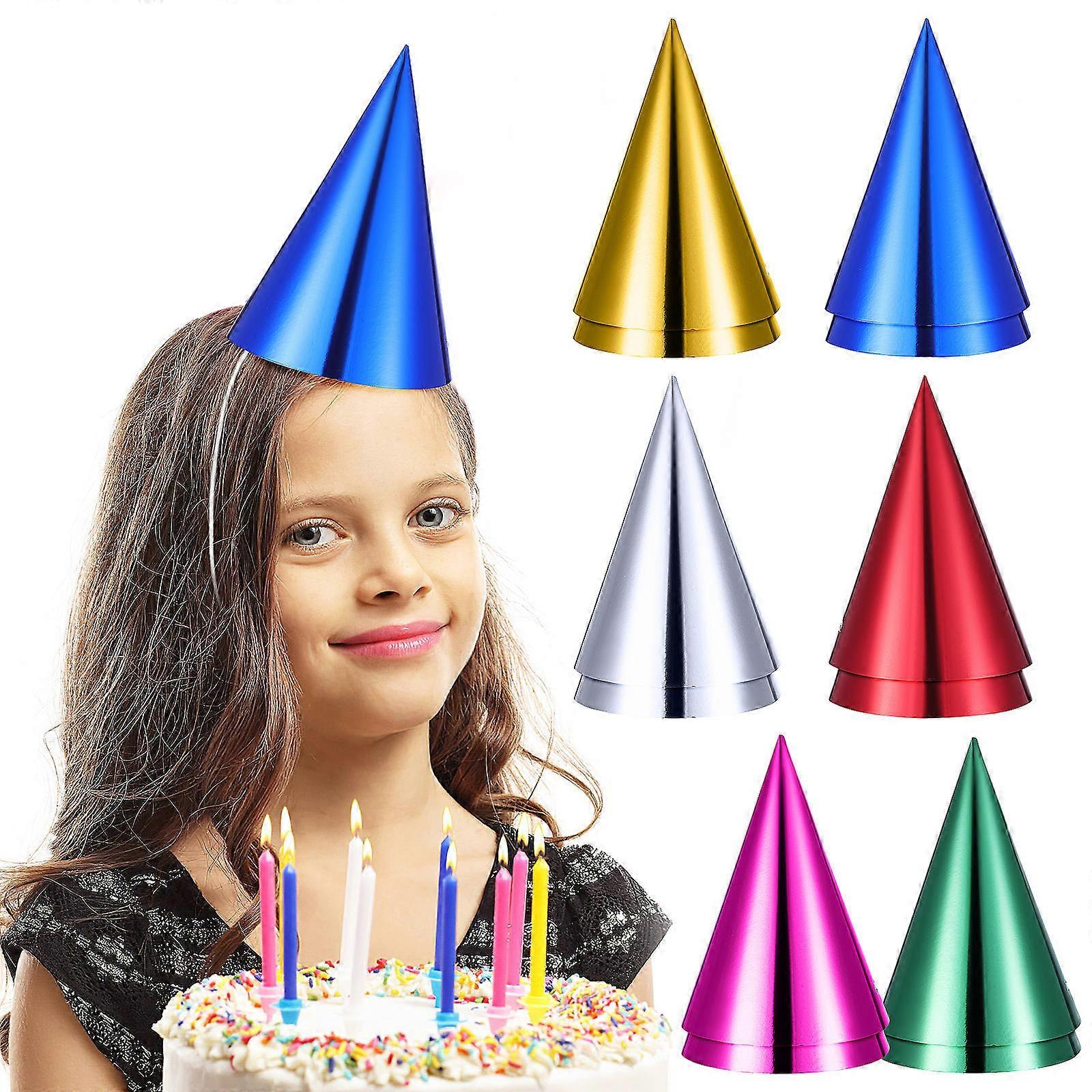 Colored Party Hats Birthday Decorations Elastic Design Children 12Pcs