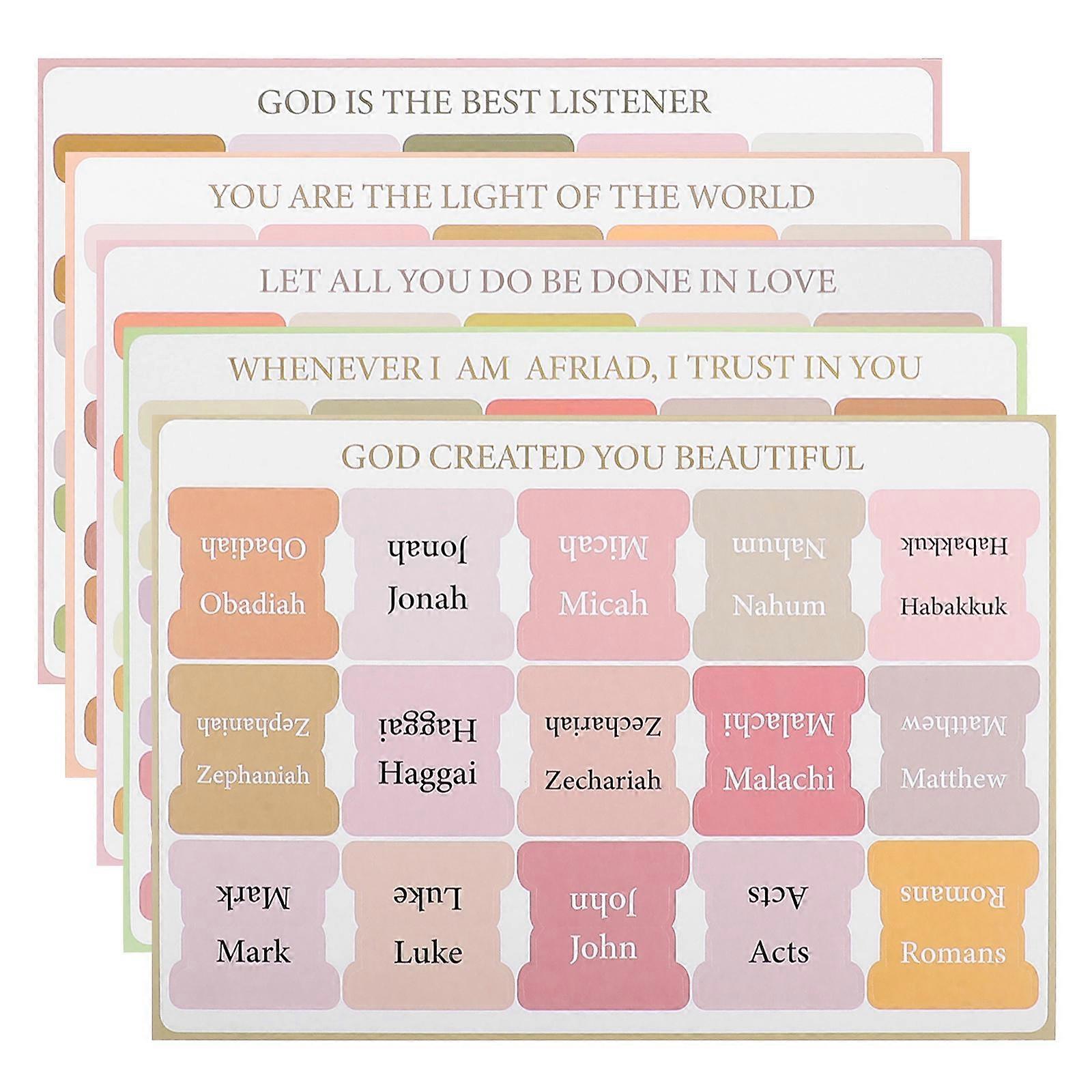 Sticky Page Markers Tabs Colored Bible Stickers Efficient Bible Reading Rectangular 5 Sheets