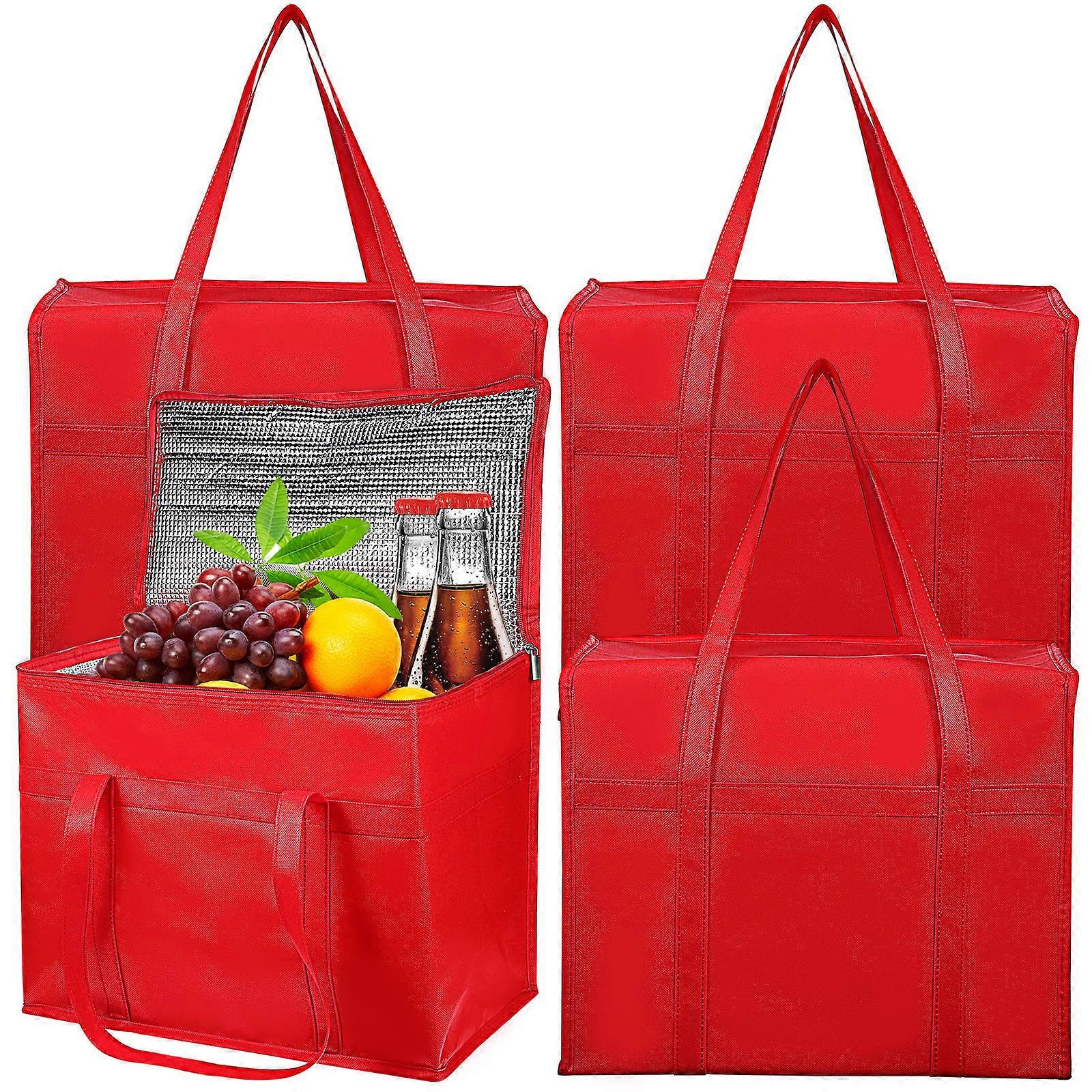 朝食断熱バッグ断熱バッグピクニック用再利用可能なクーラーバッグ赤42.00X33.00X23.00CM 4個