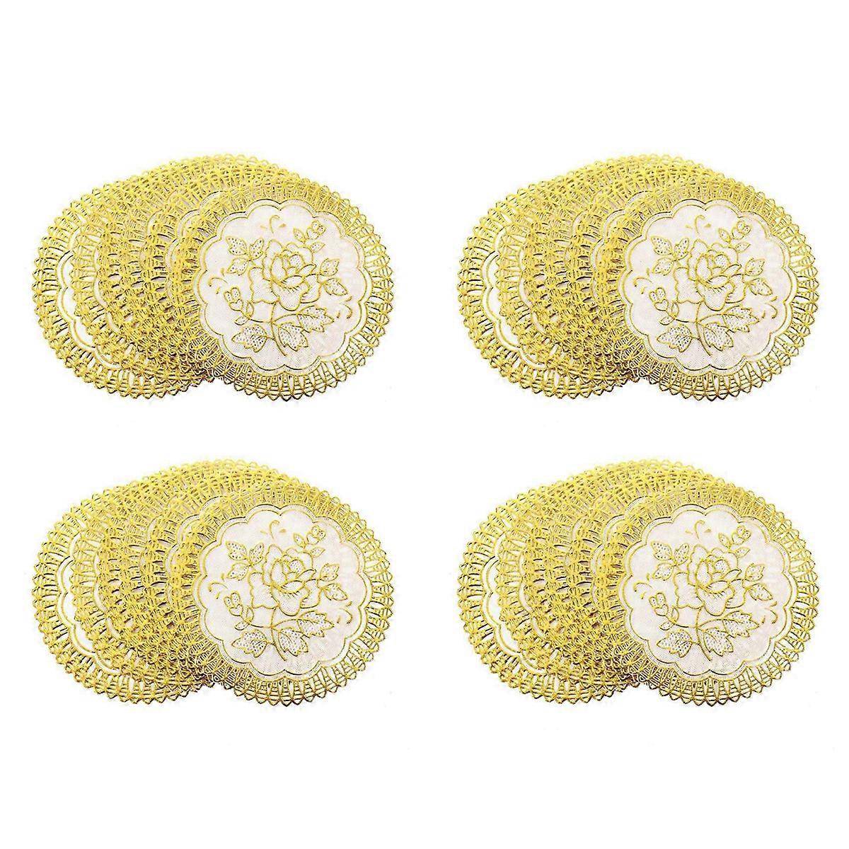 6 Exquisite Gold-tone Flower Dinning Table COASTERS SET