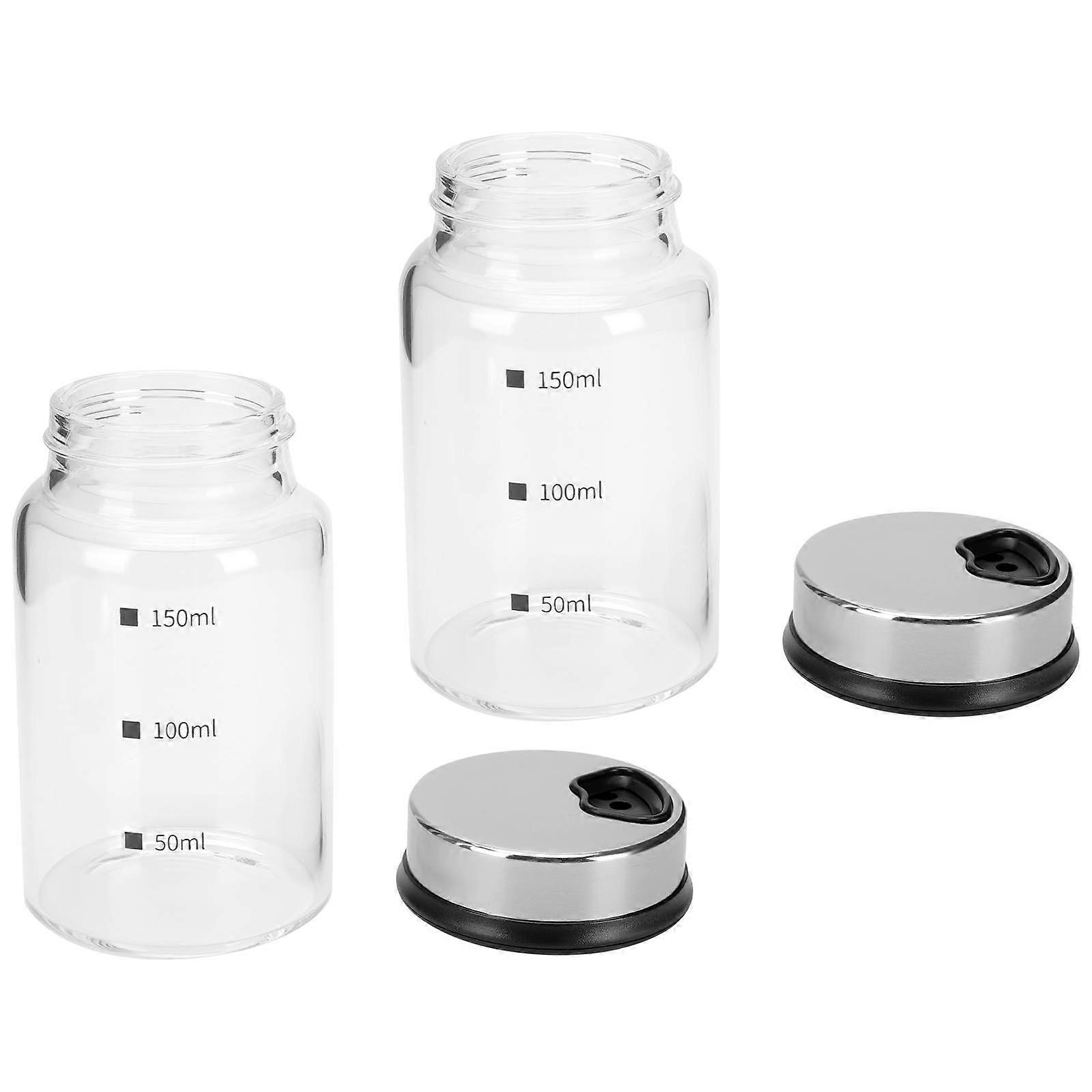 Transparent Glass Kitchen Condiment Bottles Set   2pcs Food Grade Seasoning Containers with Controlled Dispensing for Salt and Sauces