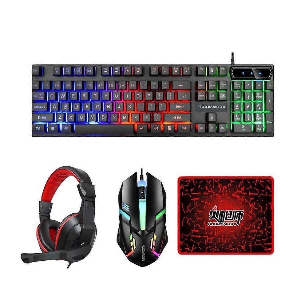 4 In 1 Gaming Keyboard and Mouse Set – White Backlit Ergonomic Design for Laptop Use
