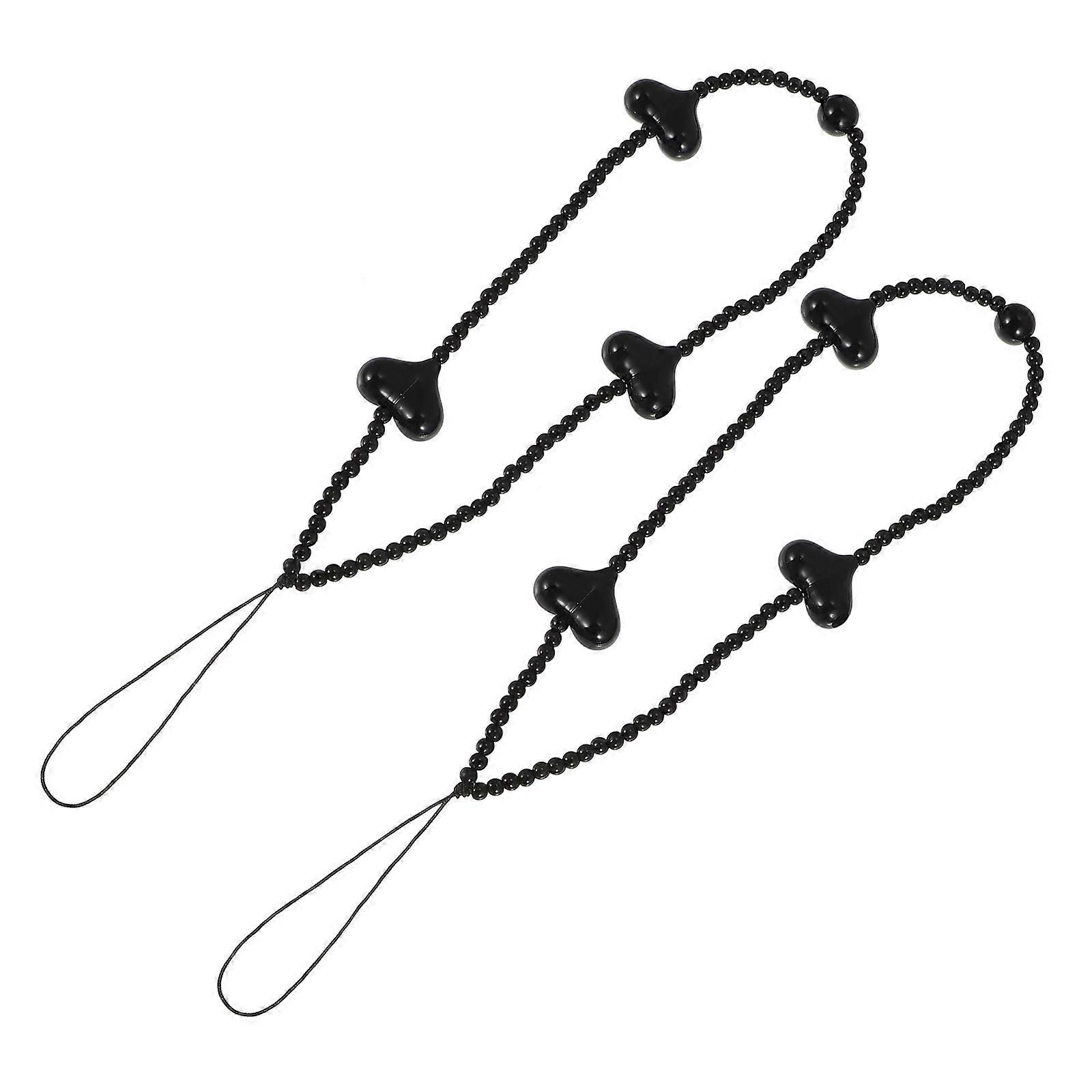 Heart Beaded Phone Lanyard Wrist Strap Chain with Charms for Mobile Devices – Stylish & Practical Fashion Accessory