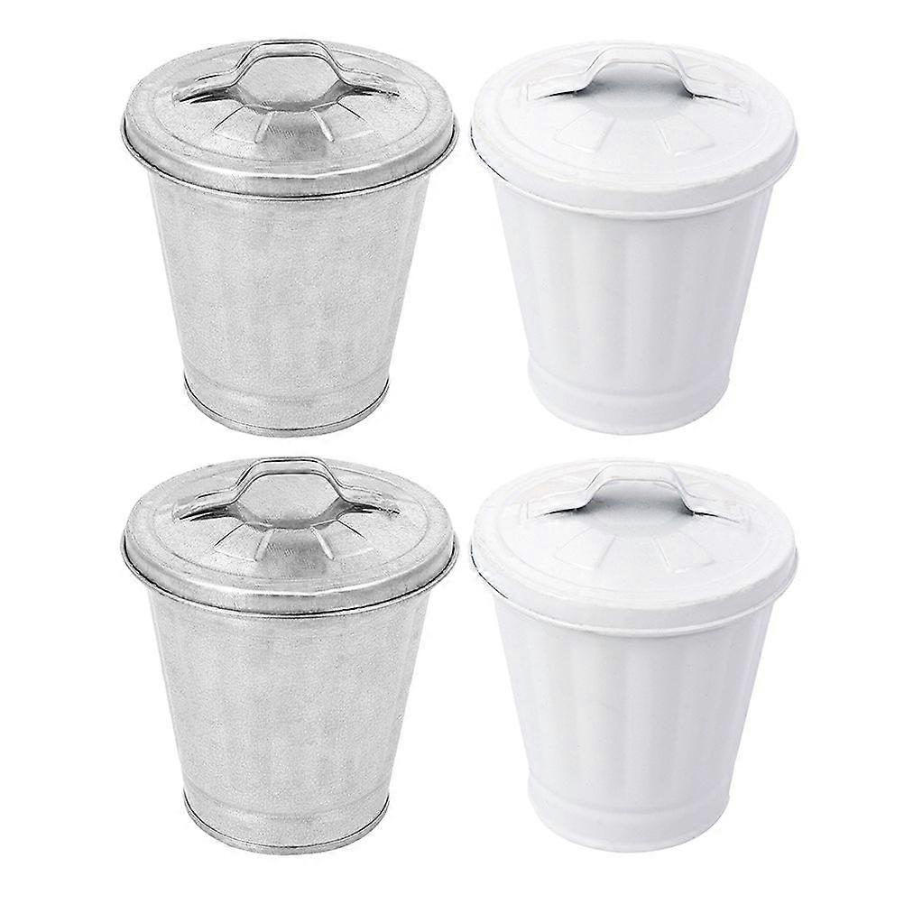 4pcs Garbage Cans Mini Wastebasket Trash Cans Garbage Holder Flower Pots