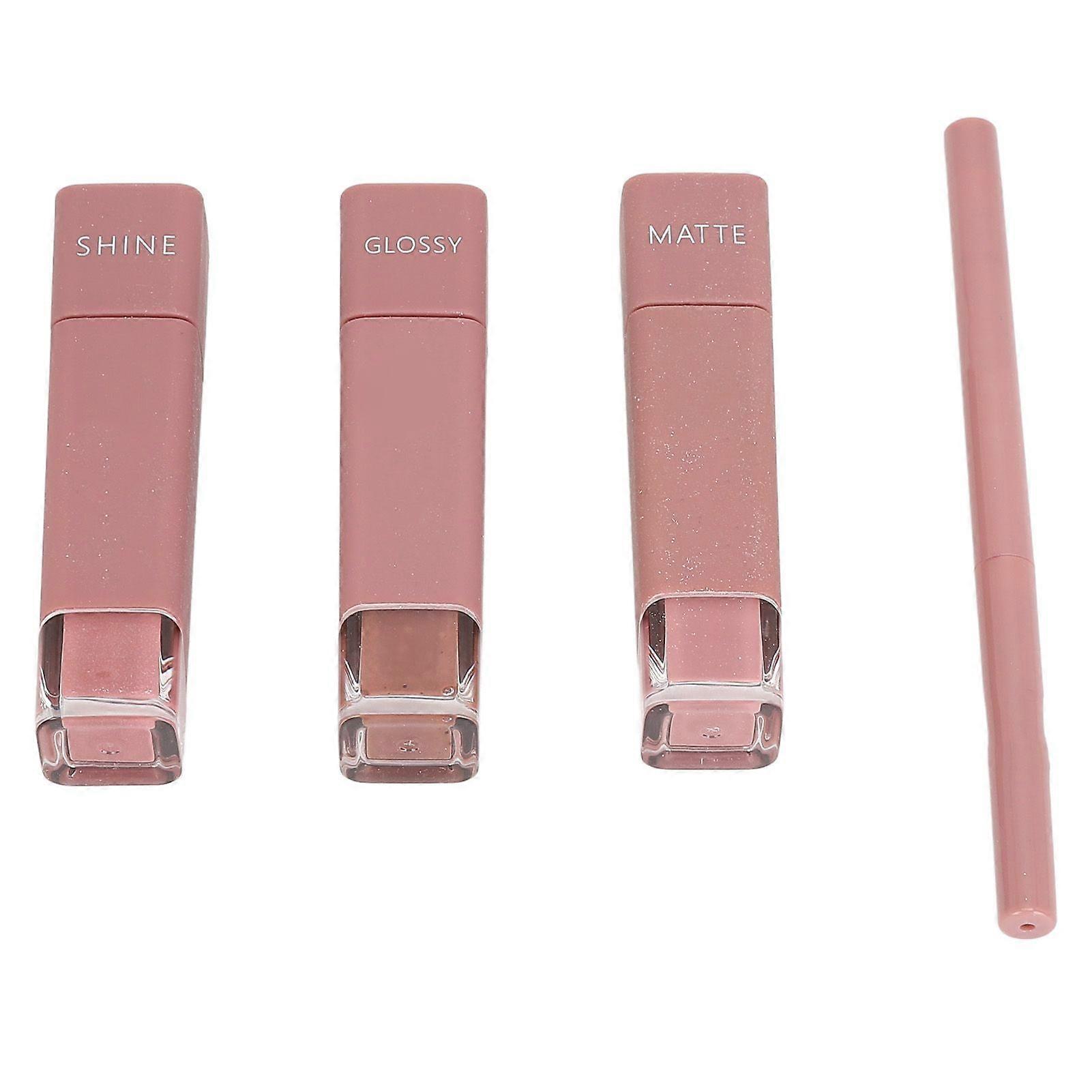 2025 Latest Model Lip Gloss Set with Liner Matte Shine Glossy 4 in 1 Glaze Pac...