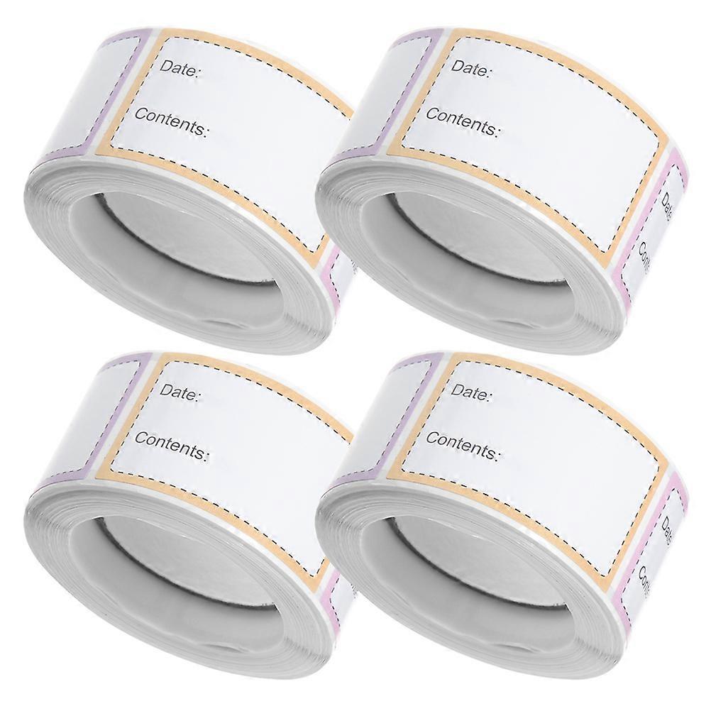 4 Rolls Removable Freezer Food Labels Stickers Adhesive Storage Jar Label for Organizing Food Dates Easy to Write and Apply Design Plate Material