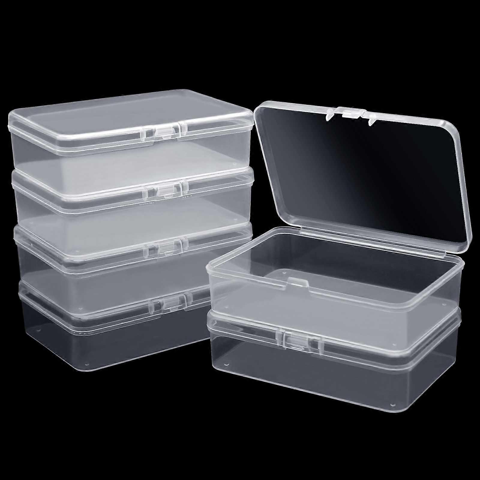 Pack of 6 Transparent Plastic Storage Boxes with Lid, Small Snap Lock Boxes for Screws, Beads, Jewellery, Craft Items (9.5 x 6.5 x 2.6 cm)