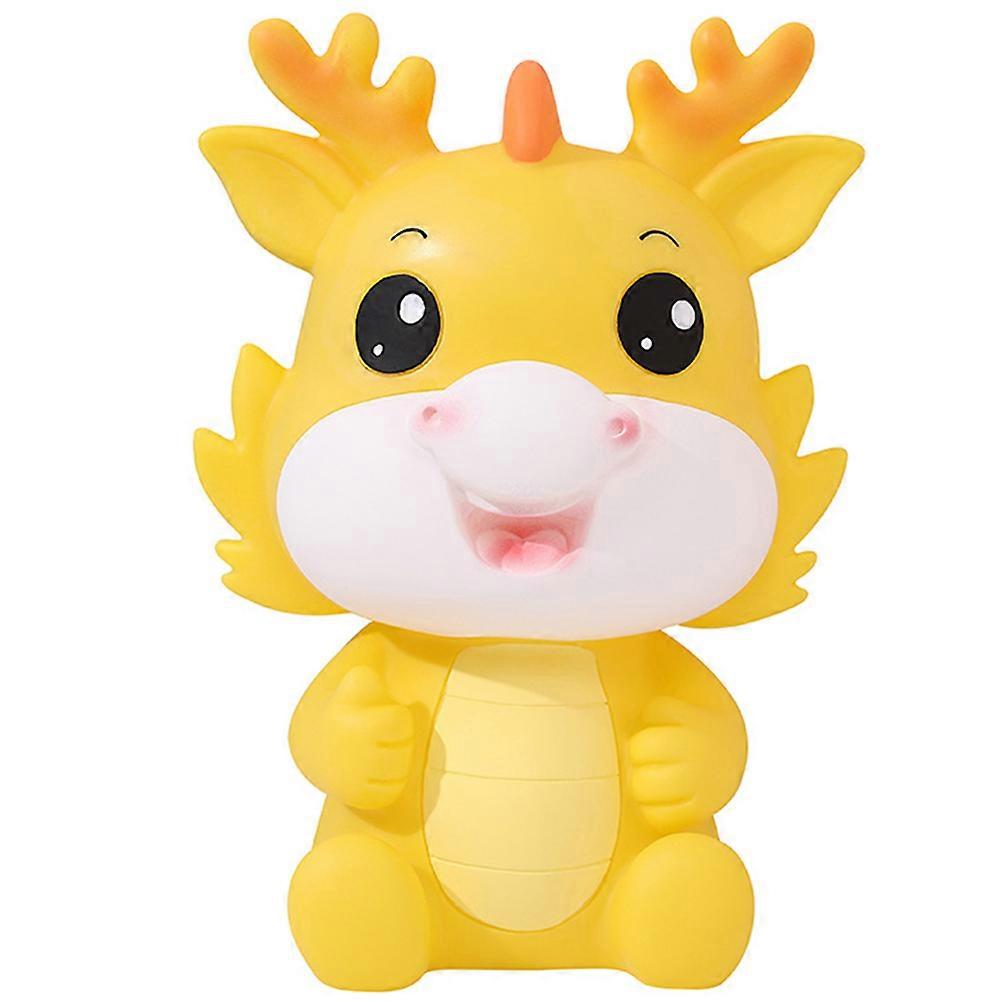 Piggy Bank Cartoon Dragon Shaped Coin Storage Home Decor Yellow 1Set