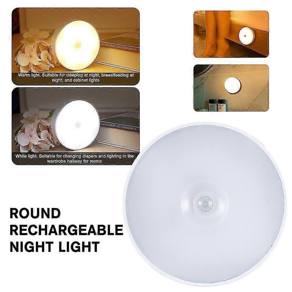 LED Motion Sensor Light PIR USB Rechargeable Portable Cabinet Stair NightLamp
