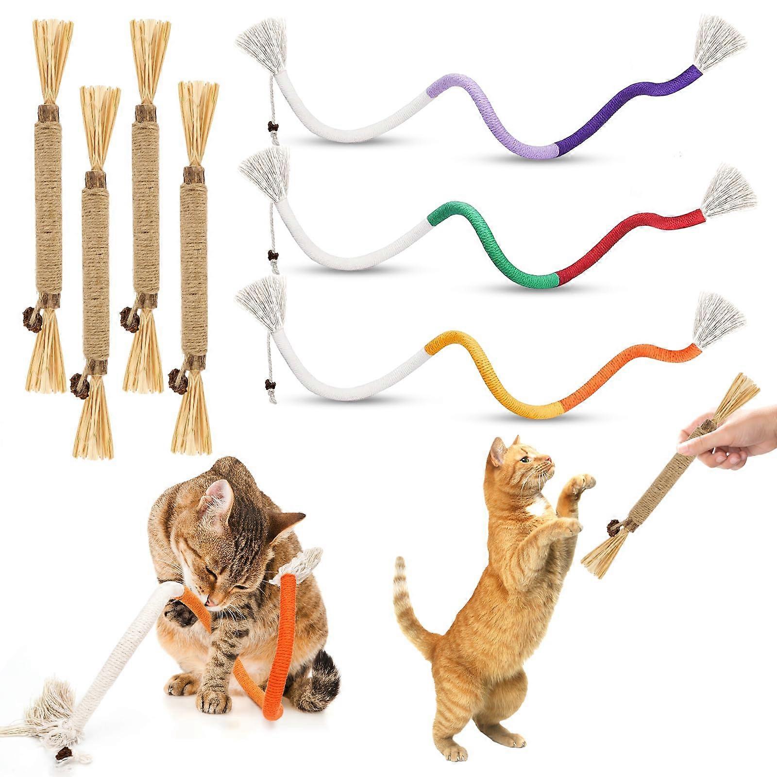 Catnip Toys Pack Of 3, Cat Teething Rope, Cat Chew Toy, Interactive Cat Toy For Dental Care, Anti Bad Breath