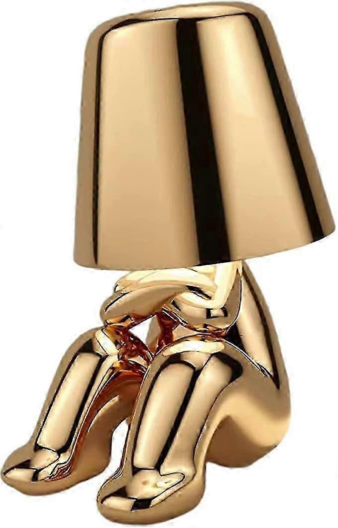 Thinker Lampe, Touch Control Table Lamp, Creative Little Gold Man Thinker Statue Led bordlampe, dekorasjon gave