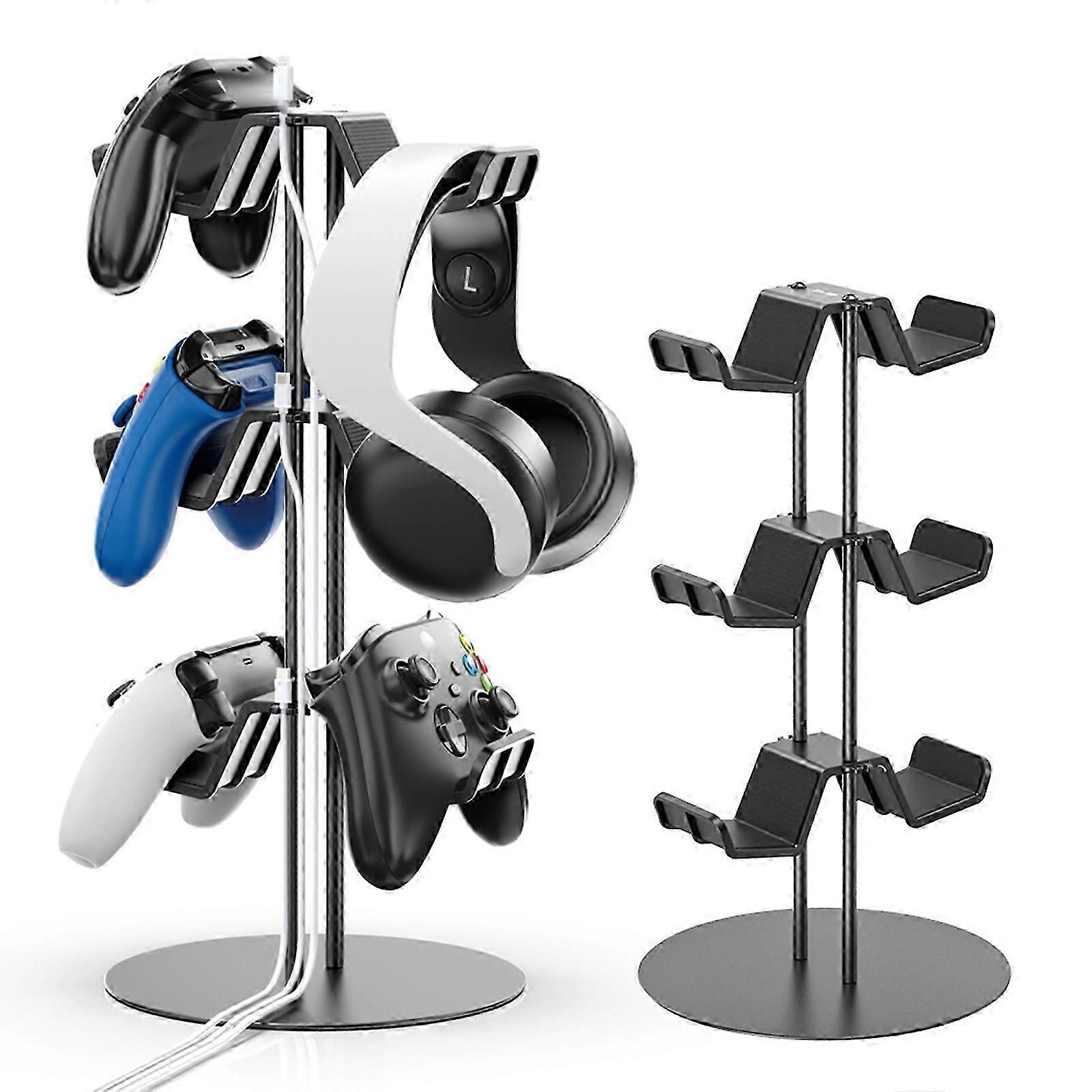 Controller Stand for slim/PS5/Xbox/Switch, 3 Tier Controller Headphone Holder for Universal Headsets and Controllers