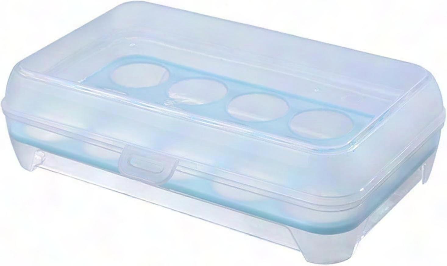 Egg Holder Container - 15 Compartment Egg Box for Refrigerator | Portable Egg Carrier Dispenser