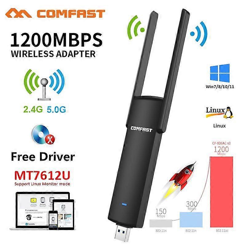 1200Mbps Adaptador Wifi Usb 3.0 Adapter 5G/2G MT7612U 2*3dbi Antena Para Wifi PC Cle Kali Linux Monitor