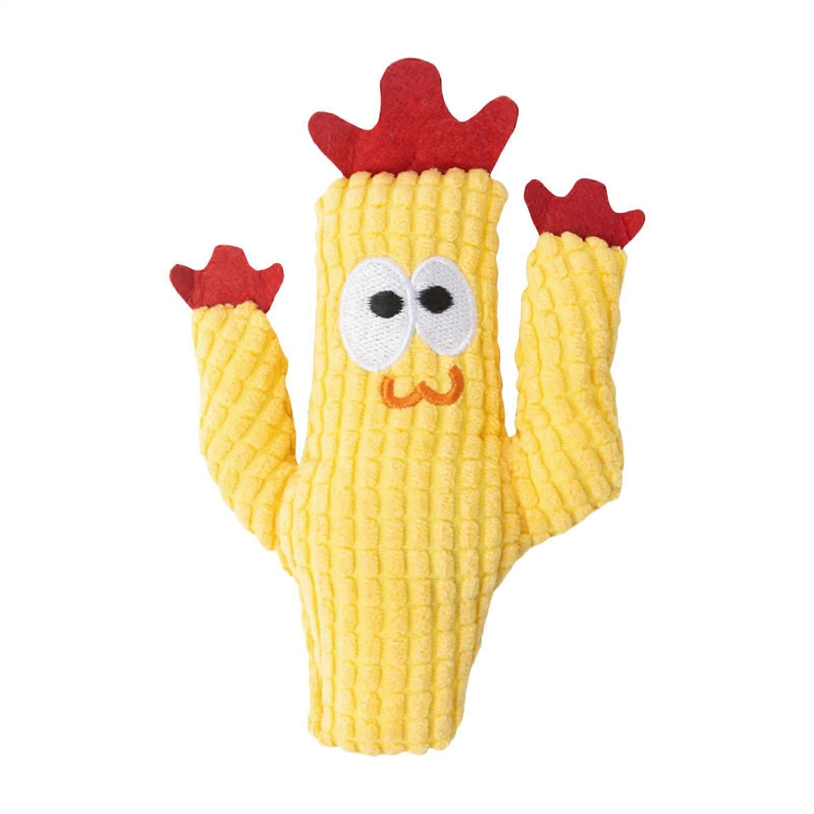 Cat Chew Toy Plush Realistic Cactus Soothing Stuffed Doll For Mental Stimulation Catnip Attraction Yellow
