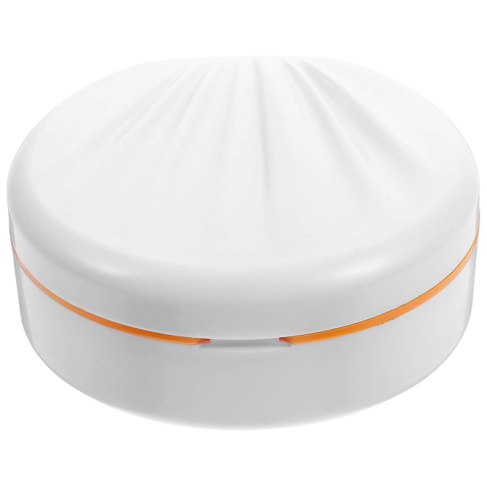 Portable Retainer Box White PP Breathable Box for Denture Storage with Mirror