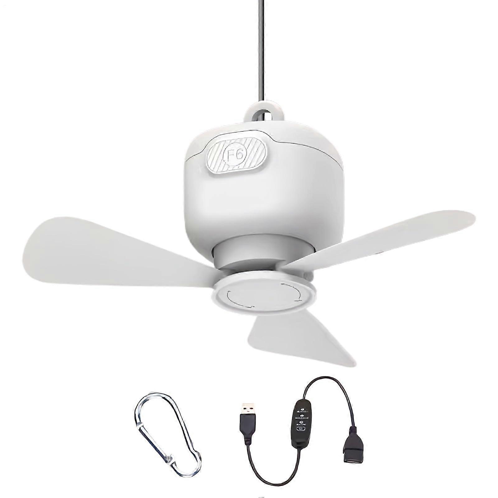 Portable Ceiling Fan  Quiet Hanging Ceiling Fan  USB Ceiling Fan with 3 Speeds for Bedroom, Camping, Patio, and Awning
