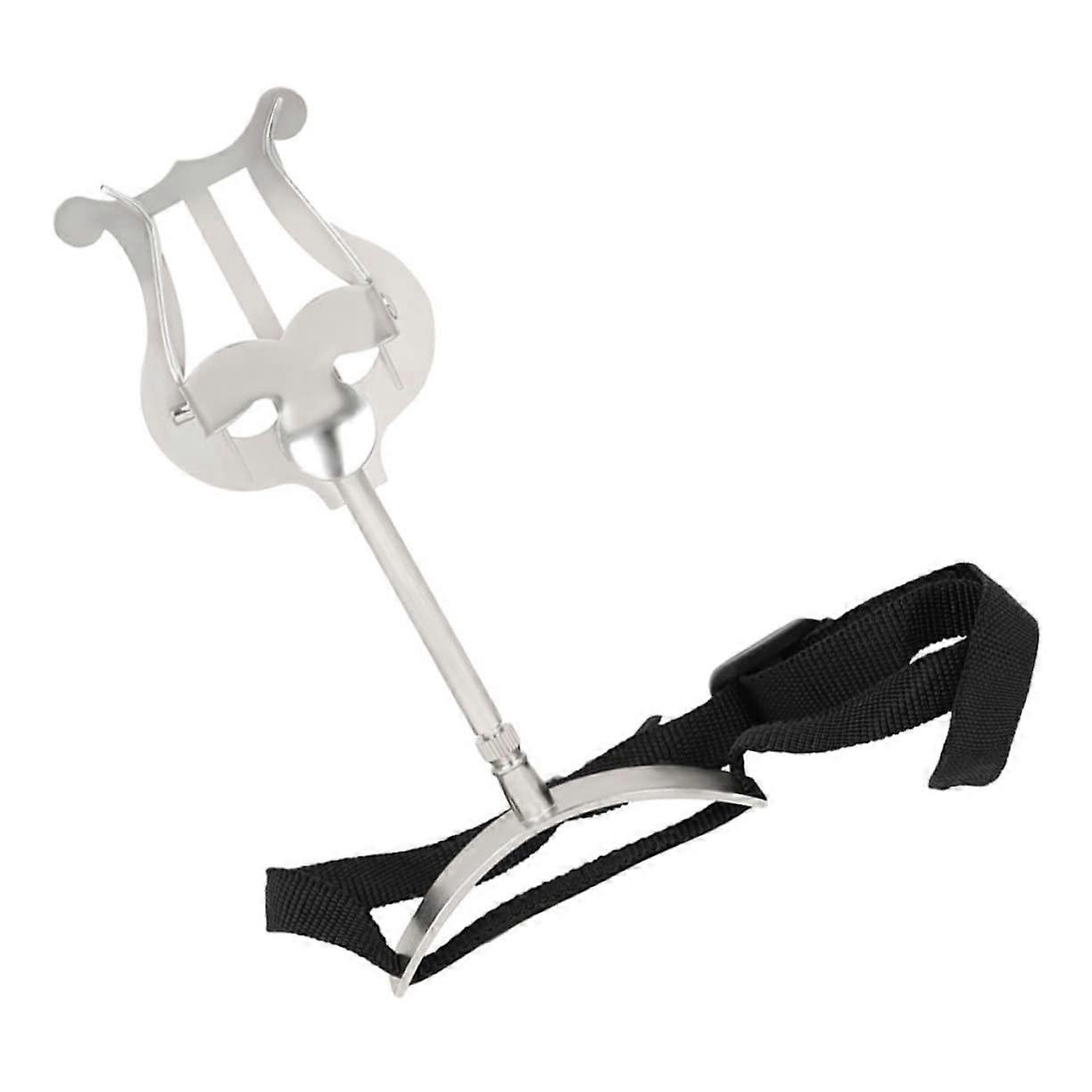 Secondary Music Stand for Trumpet, Portable Metal Sheet Music Holder, Marching Band Stand, Silver Finish