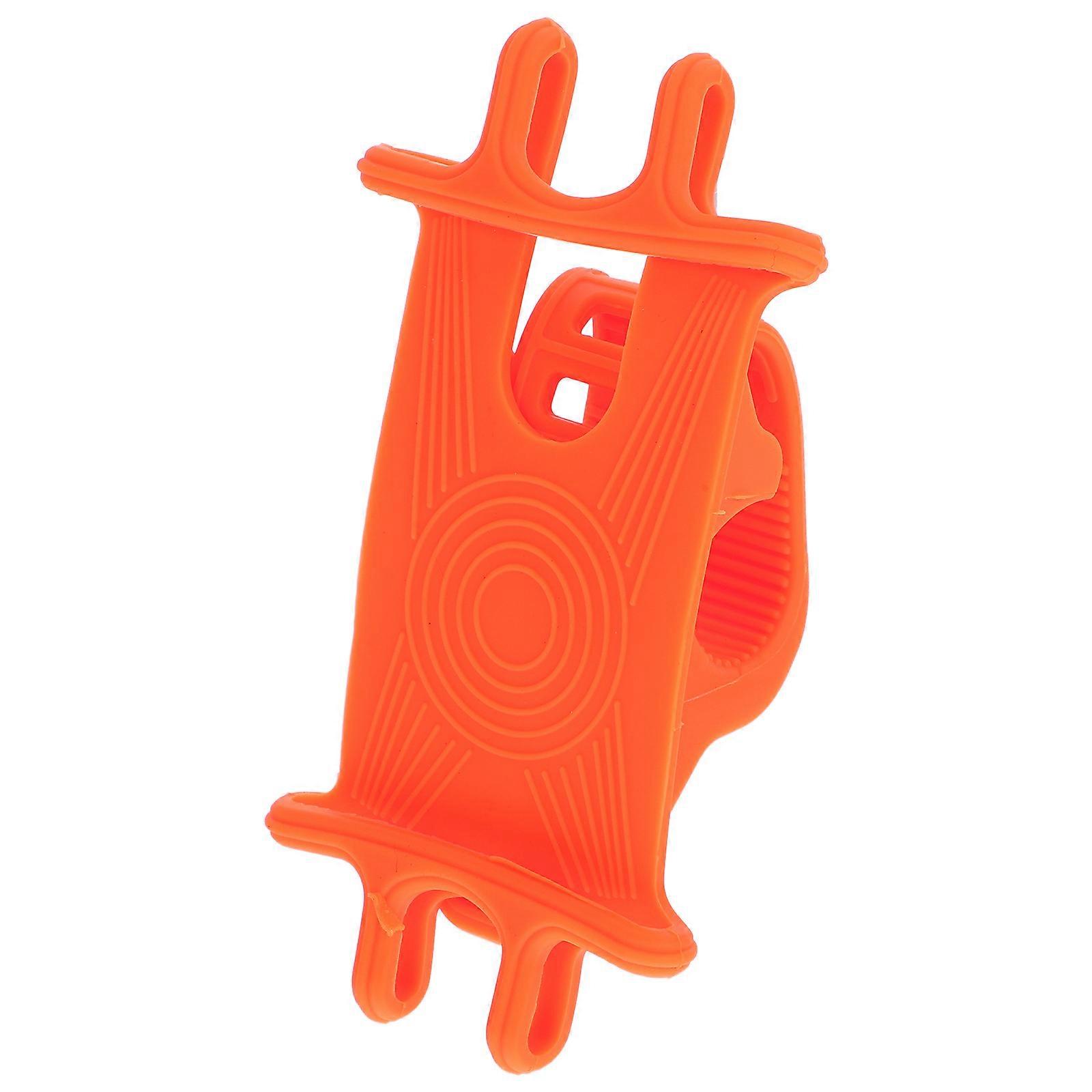Bike Phone Support Cycling Cell Phone Holder Navigation Support Commuting Rectangular Shape Strap Design Orange 1Set