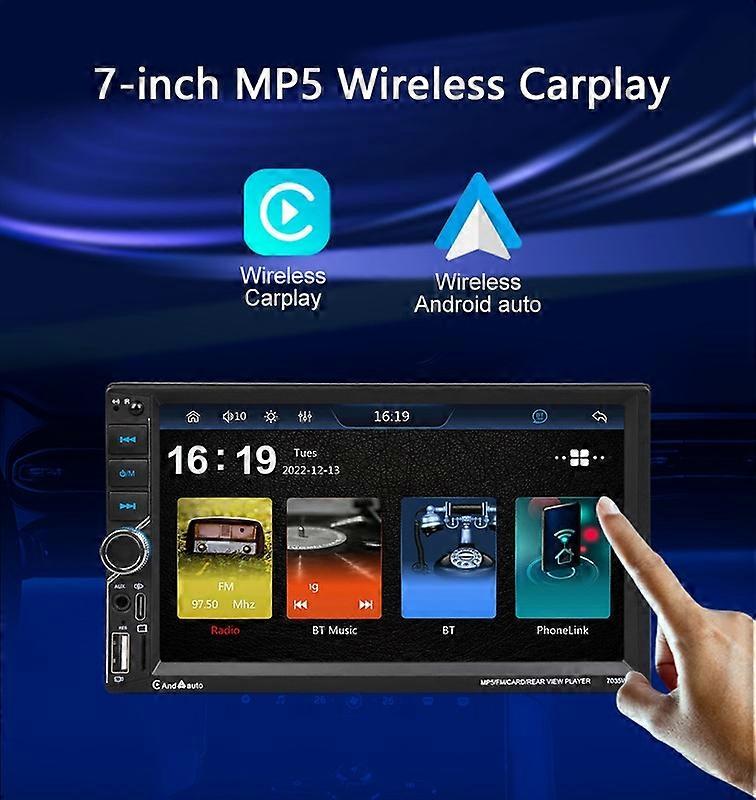 7'' Wireless CarPlay Double Din Car Stereo Radio IPS Touchscreen Bluetooth 5.2 FM Radio Android Auto