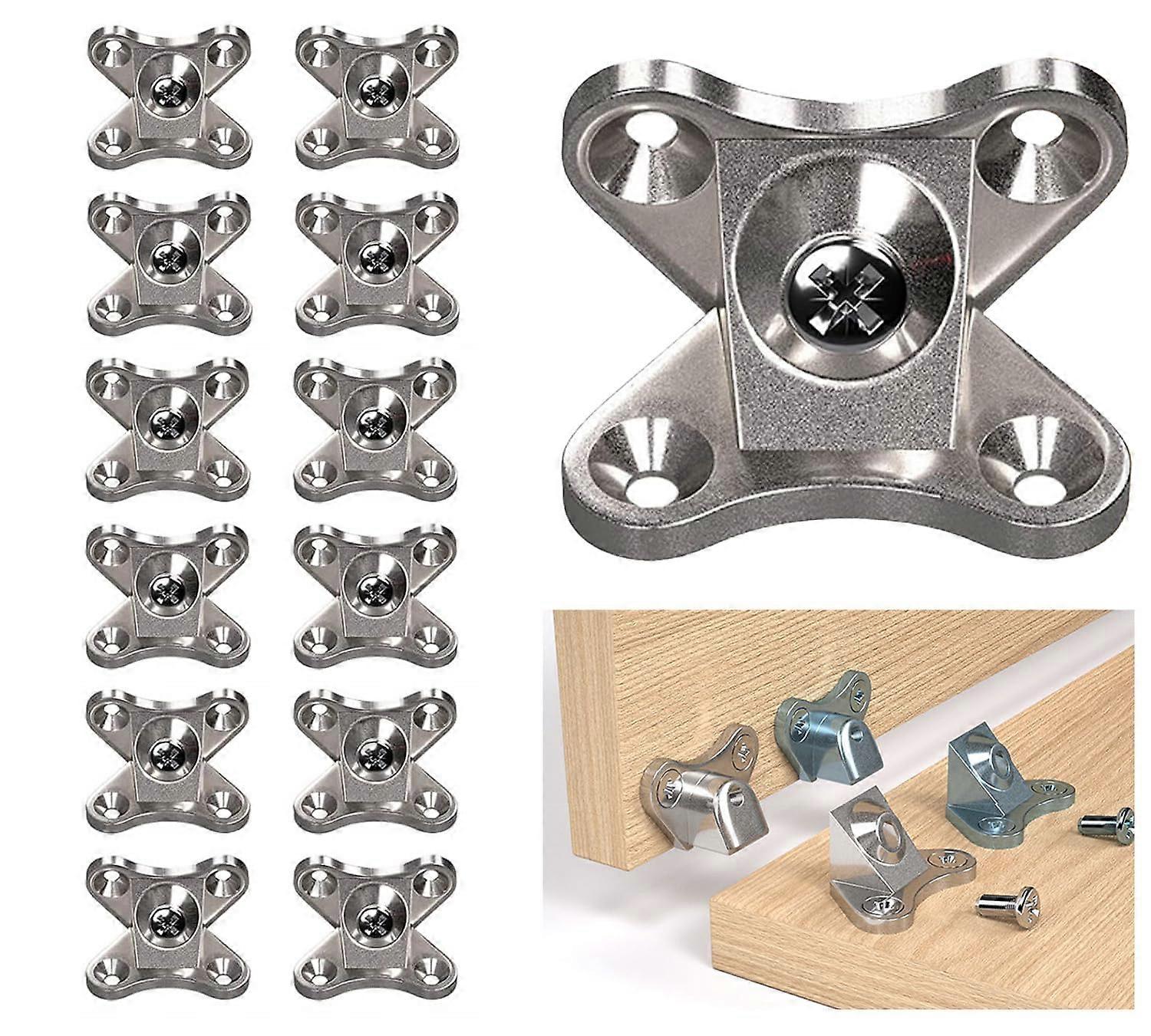 Zinc Alloy L Shaped Corner Connector Brackets, 90 Degree, Pack of 12